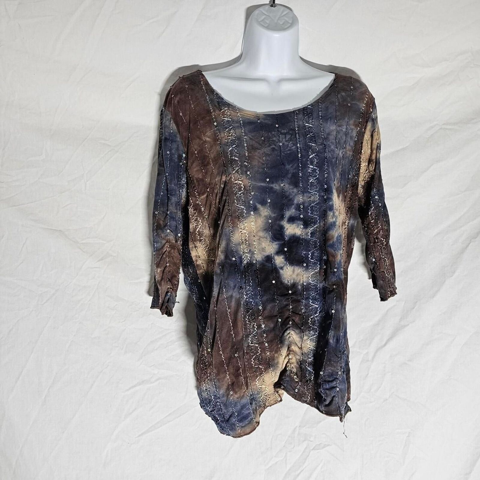 Vintage 90s y2k boho fairy grunge blue brown text… - image 2