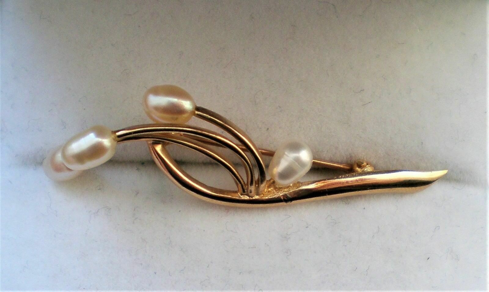 Vintage Designer Solid 10K Yellow Gold Freshwater… - image 5