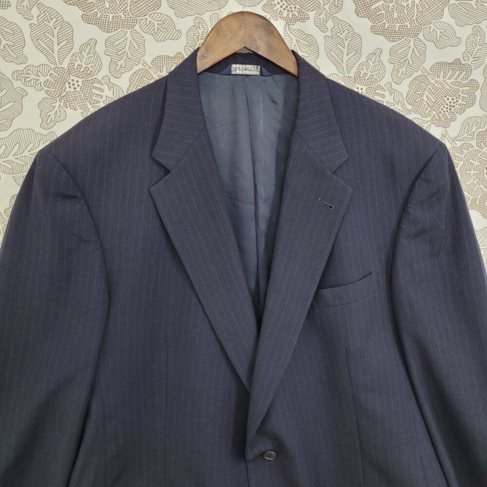 VTG Burberrys Wool Mens Dark Navy Pinstripe Blaze… - image 4