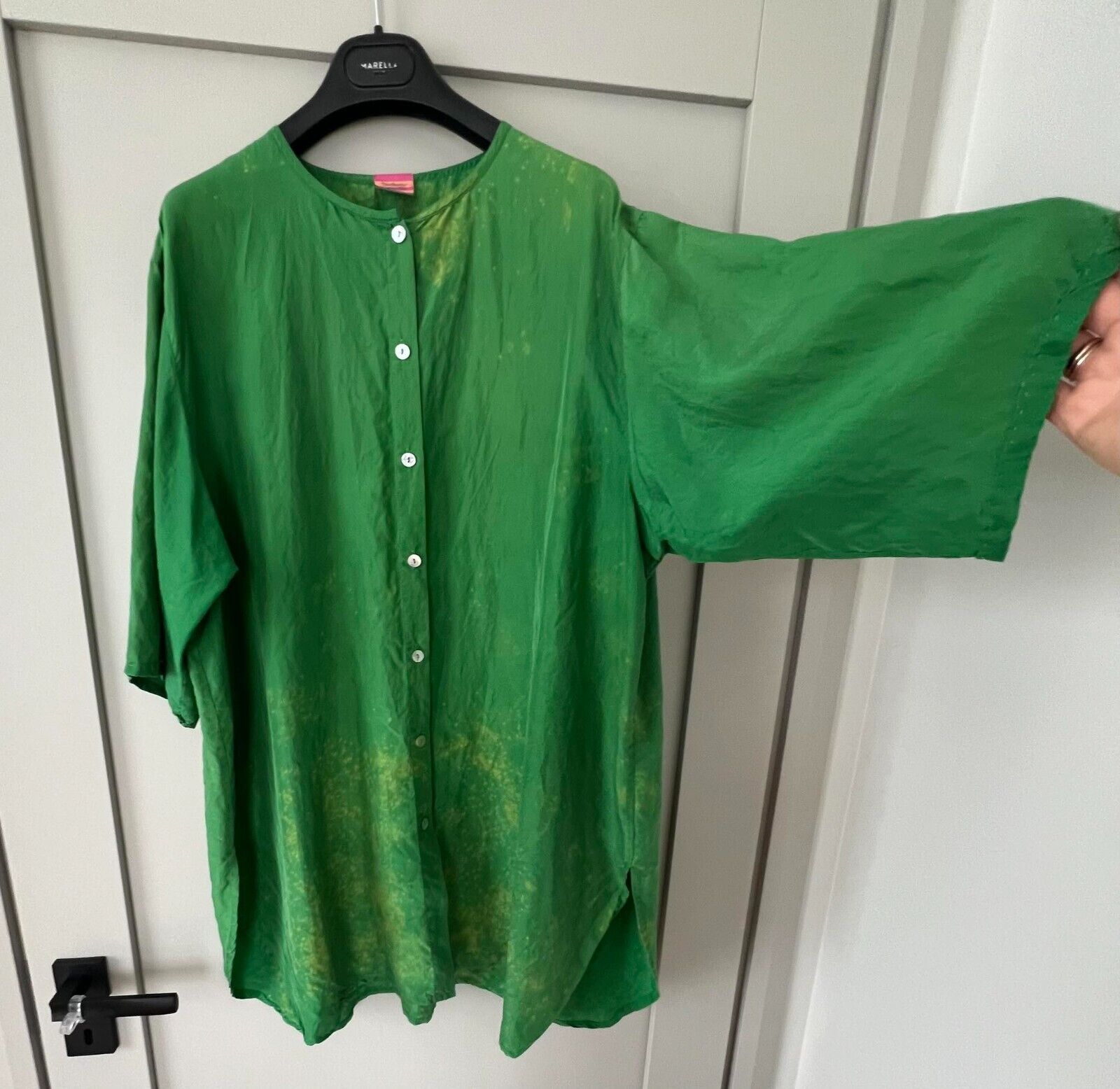 Gudrun Sjoden blouse tunic shirt dress size L gre… - image 12