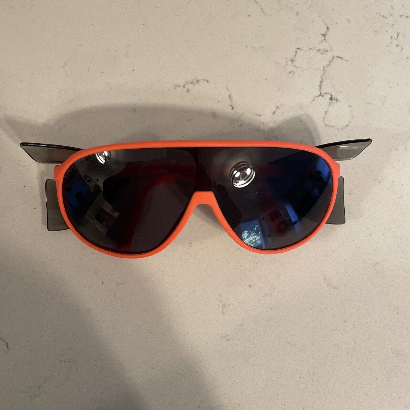 VTG Bouton Panalite Sunglasses Neon Orange Shield… - image 10