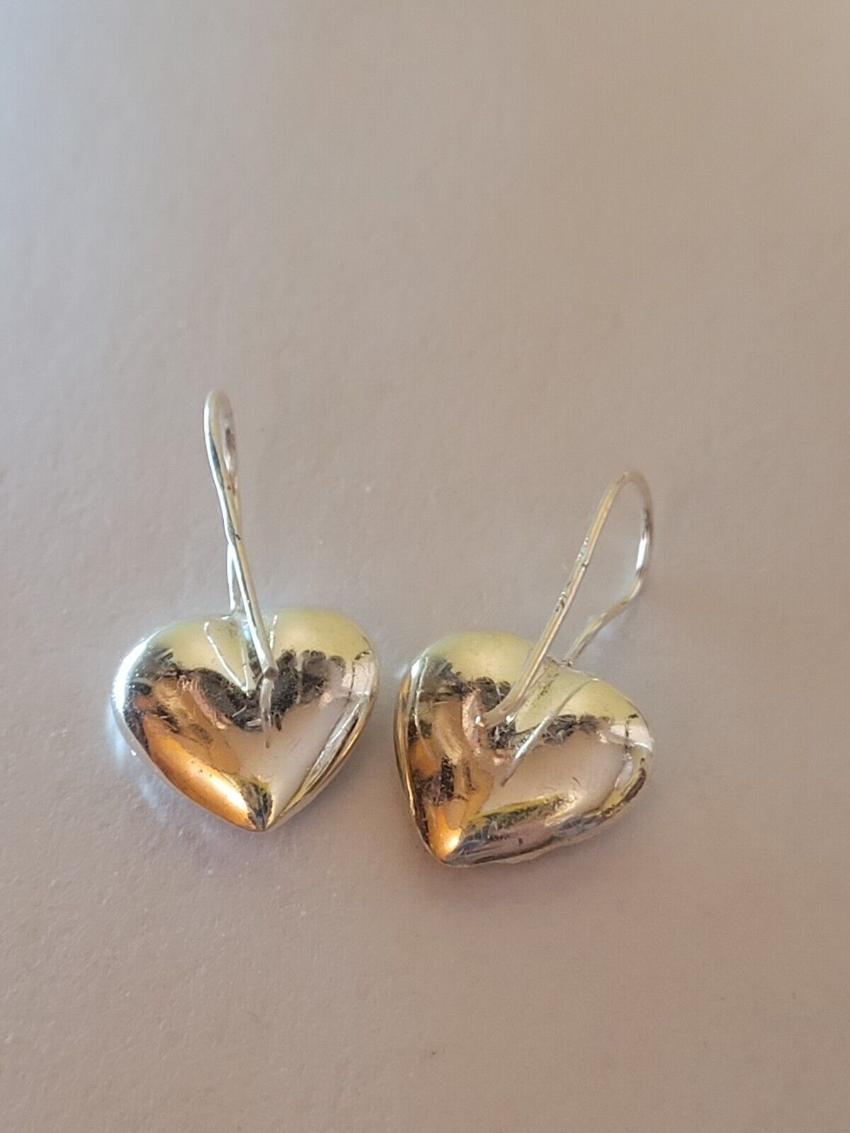 Heart Shaped Sterling Silver Diamond Cut Earrings - image 3