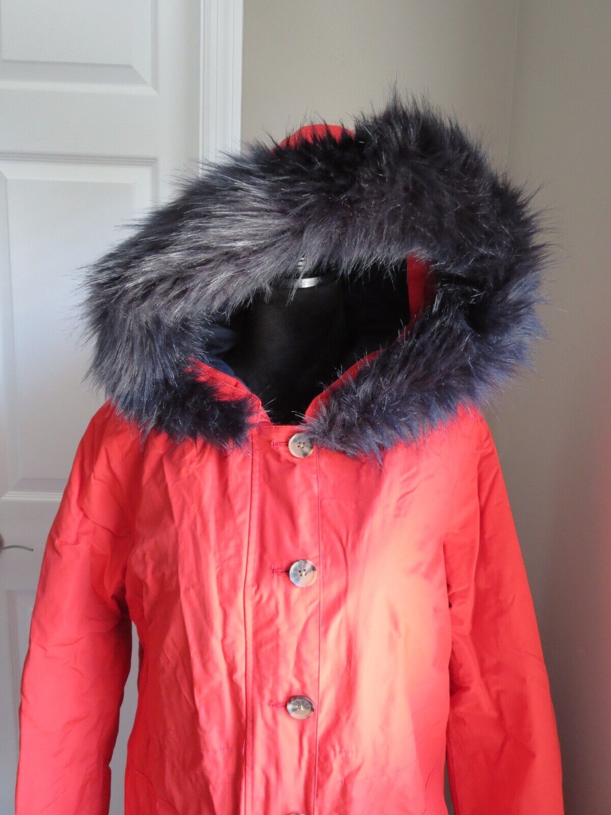 BODEN MASDEN RED COAT PARKA WITH BLACK FAUX FUR H… - image 6