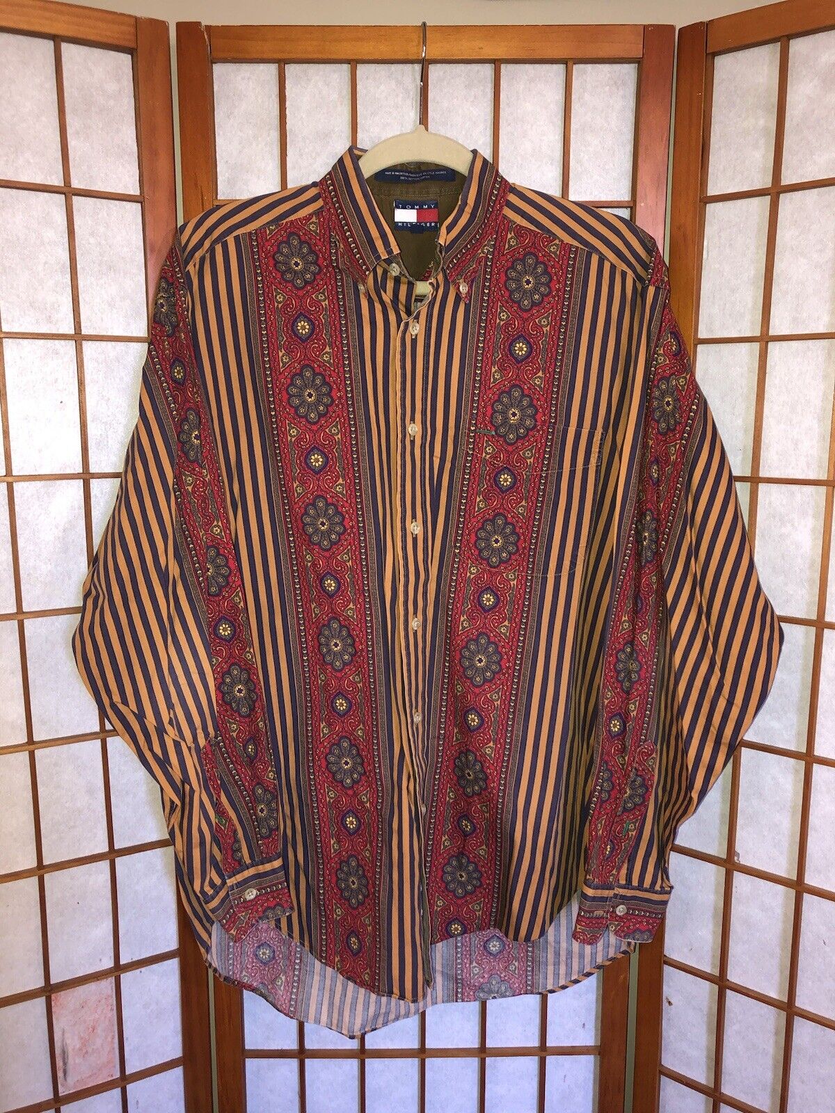 Tommy Hilfiger paisley Shirt Medium Men Vintage S… - image 1