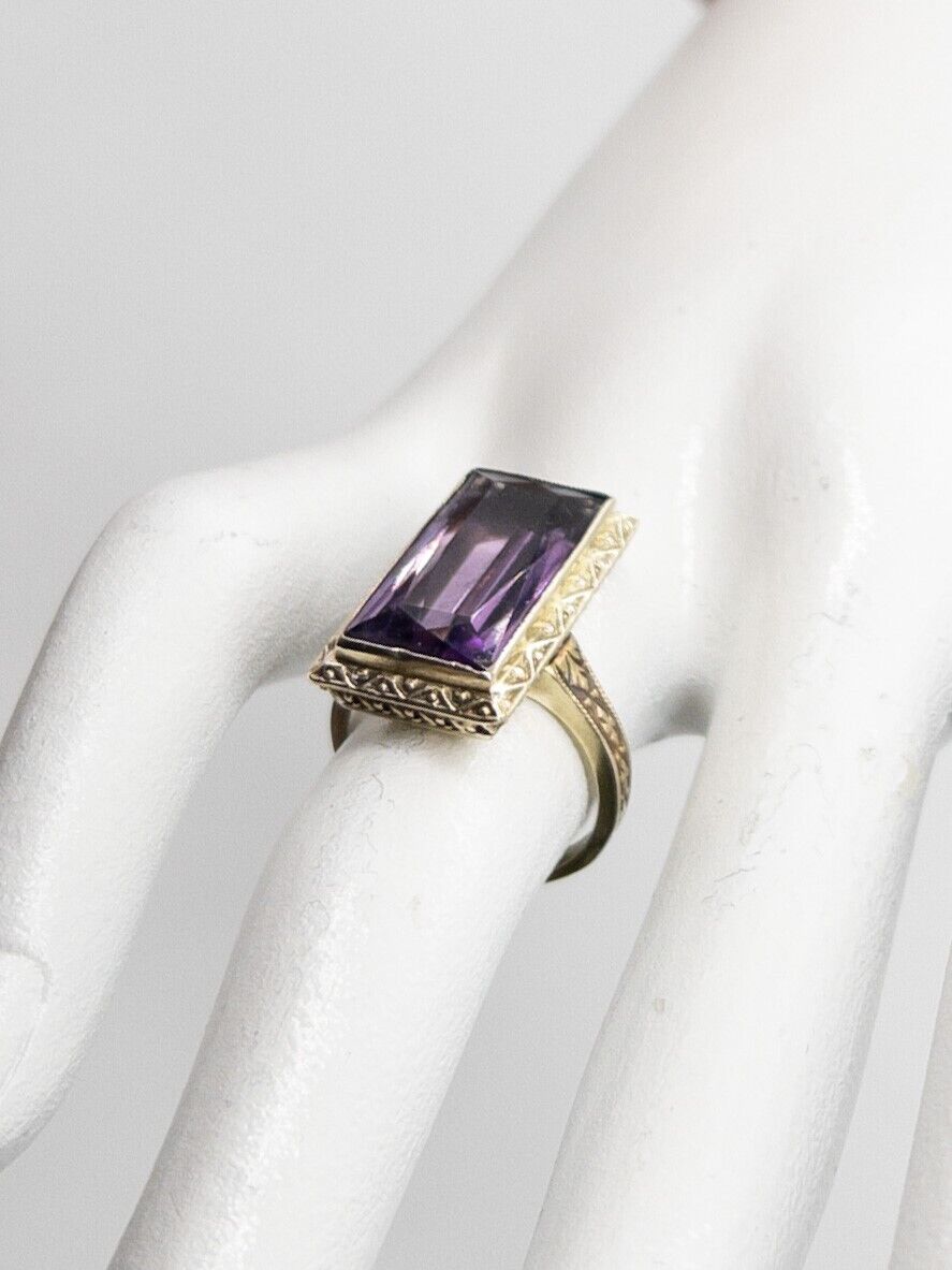 Antique Edwardian 1900 10ct Natural Amethyst 14k … - image 4