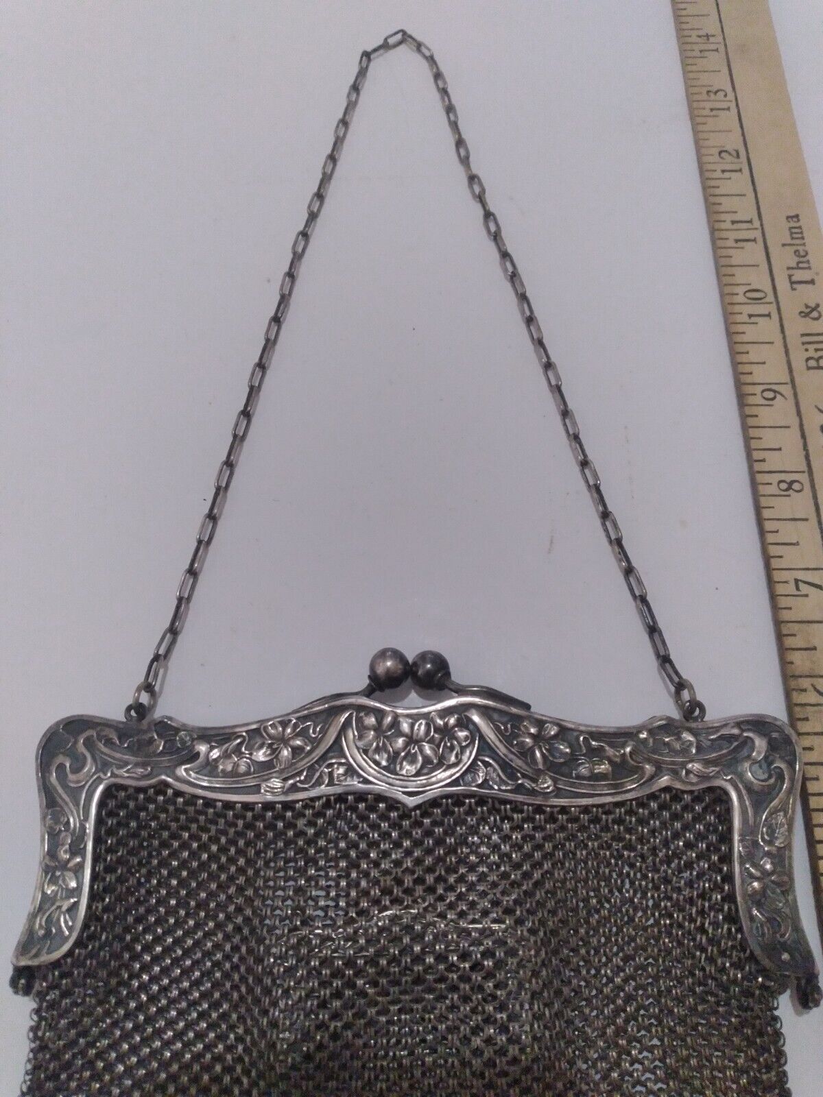 Antique Vintage German Silver Mesh Purse Art Deco… - image 3