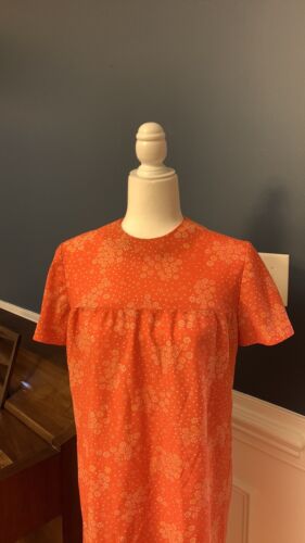 Vintage 60’s 70’s orange floral handmade dress. E… - image 1