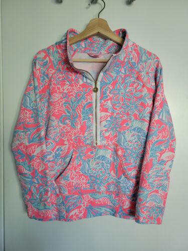 Lilly Pulitzer Skipper Popover Sz S Pink Sun Ray … - image 1