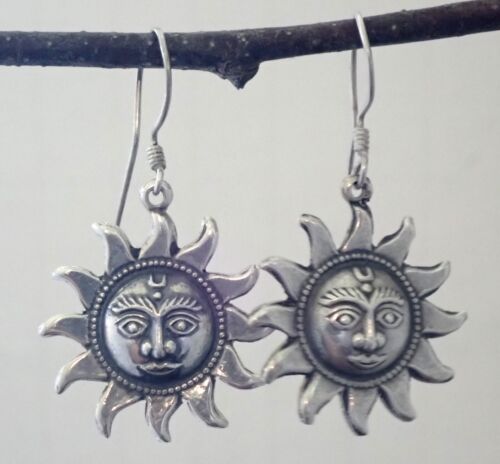 Small Thai Sterling Silver Sun Earrings Vintage 1… - image 1