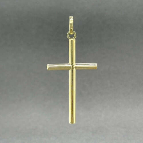 Estate 14K Yellow Gold 39.50mm Cross Pendant - image 1