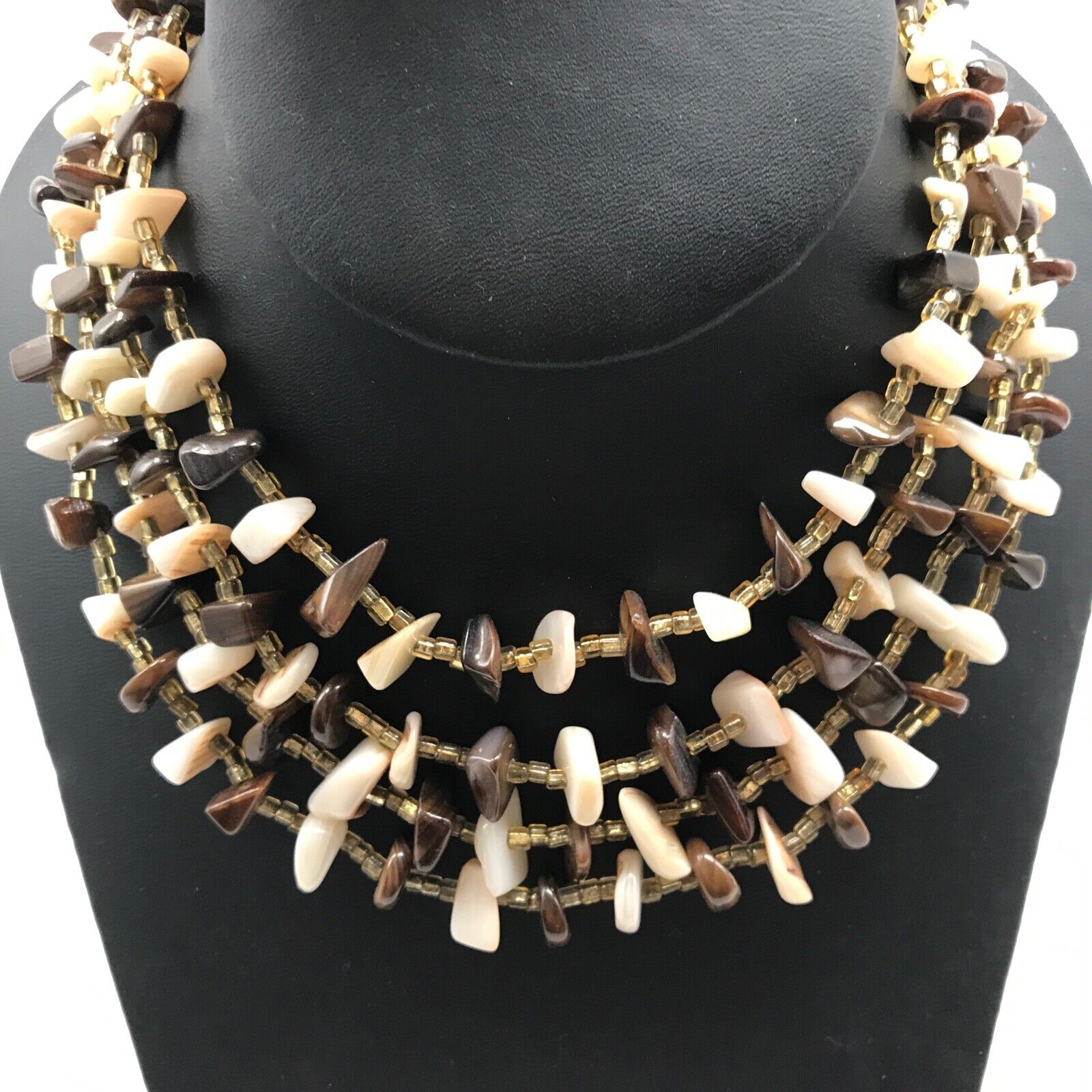 Vintage Mother Of Pearl Nugget Beaded Four Strand… - image 10