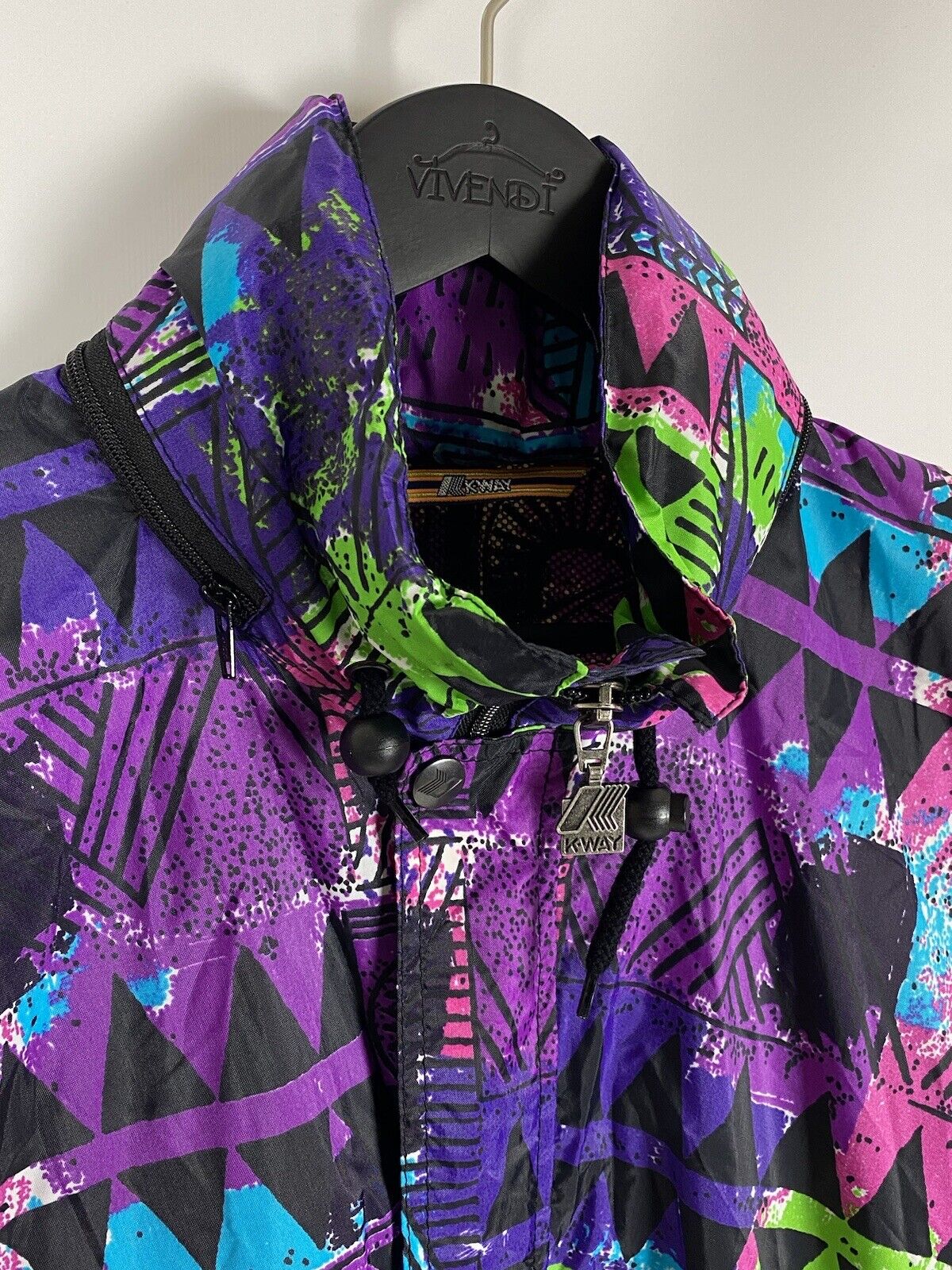 Vintage K-Way Multicolor Rain Jacket Size L - image 3