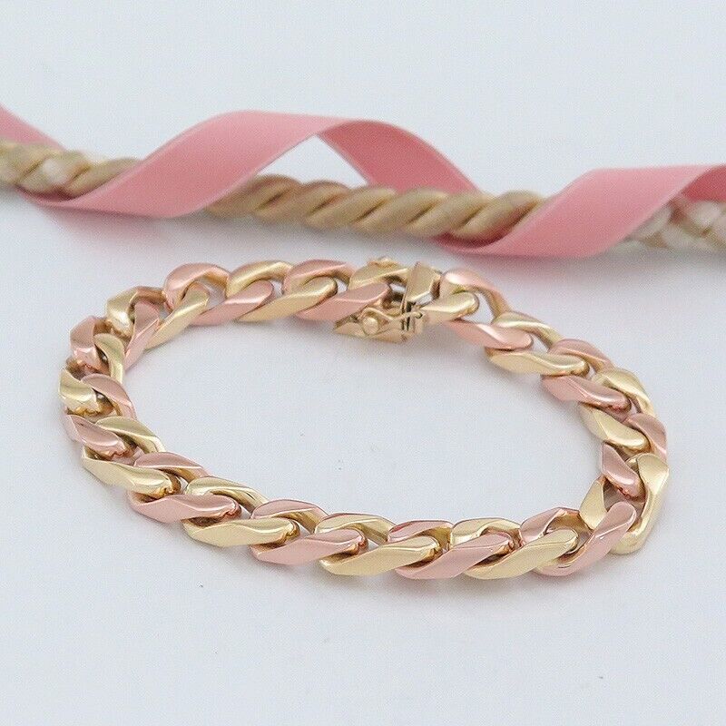 Bracelet - Solid - Flat Tank Pattern - 14K/585 Ye… - image 3