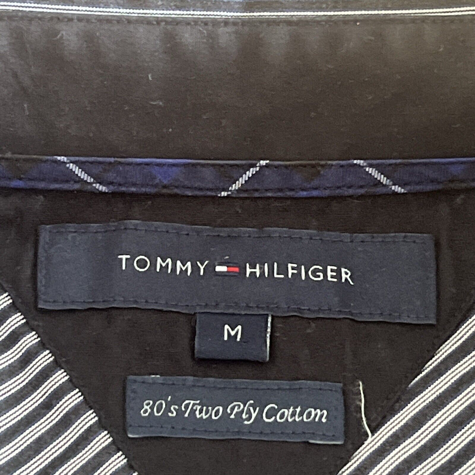 £95+ TOMMY HILFIGER MENS BLACK/NAVY STRIPE BUTTON… - image 10