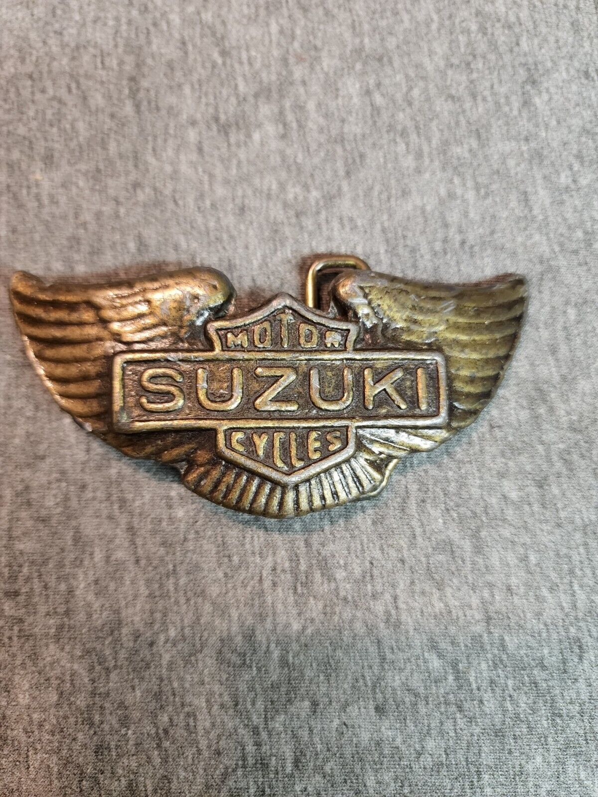 Vintage 1970s Suzuki Motorcycles Belt Buckle - image 1