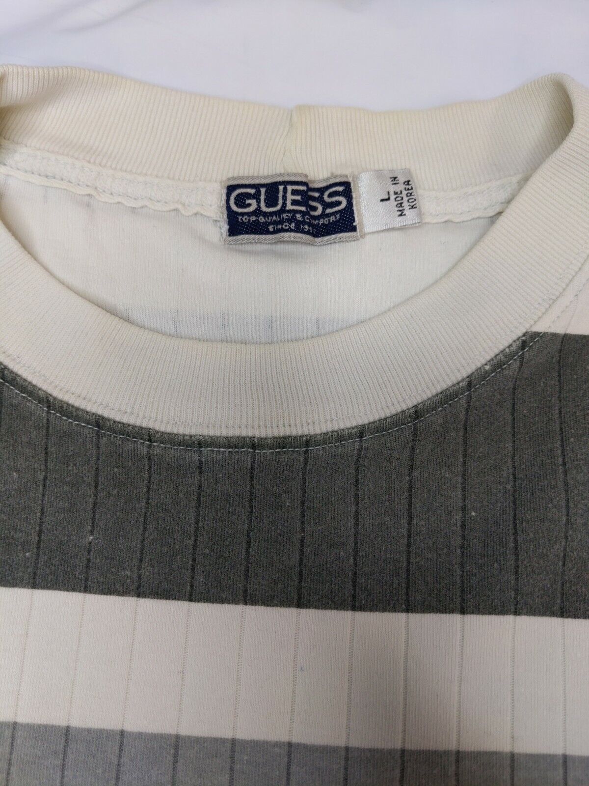 Vintage 90's GUESS Gray And White Striped Ribbed … - image 5