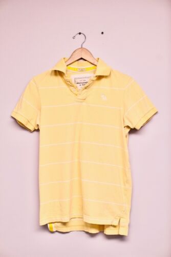 Abercrombie and Fitch Men's Yellow Striped Polo Me