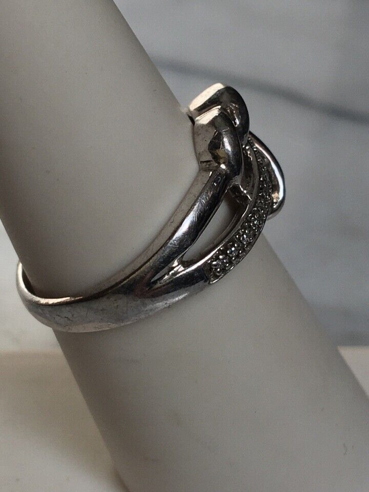 925 STERLING SILVER DIAMOND HEART RING. SIZE 7 - image 3