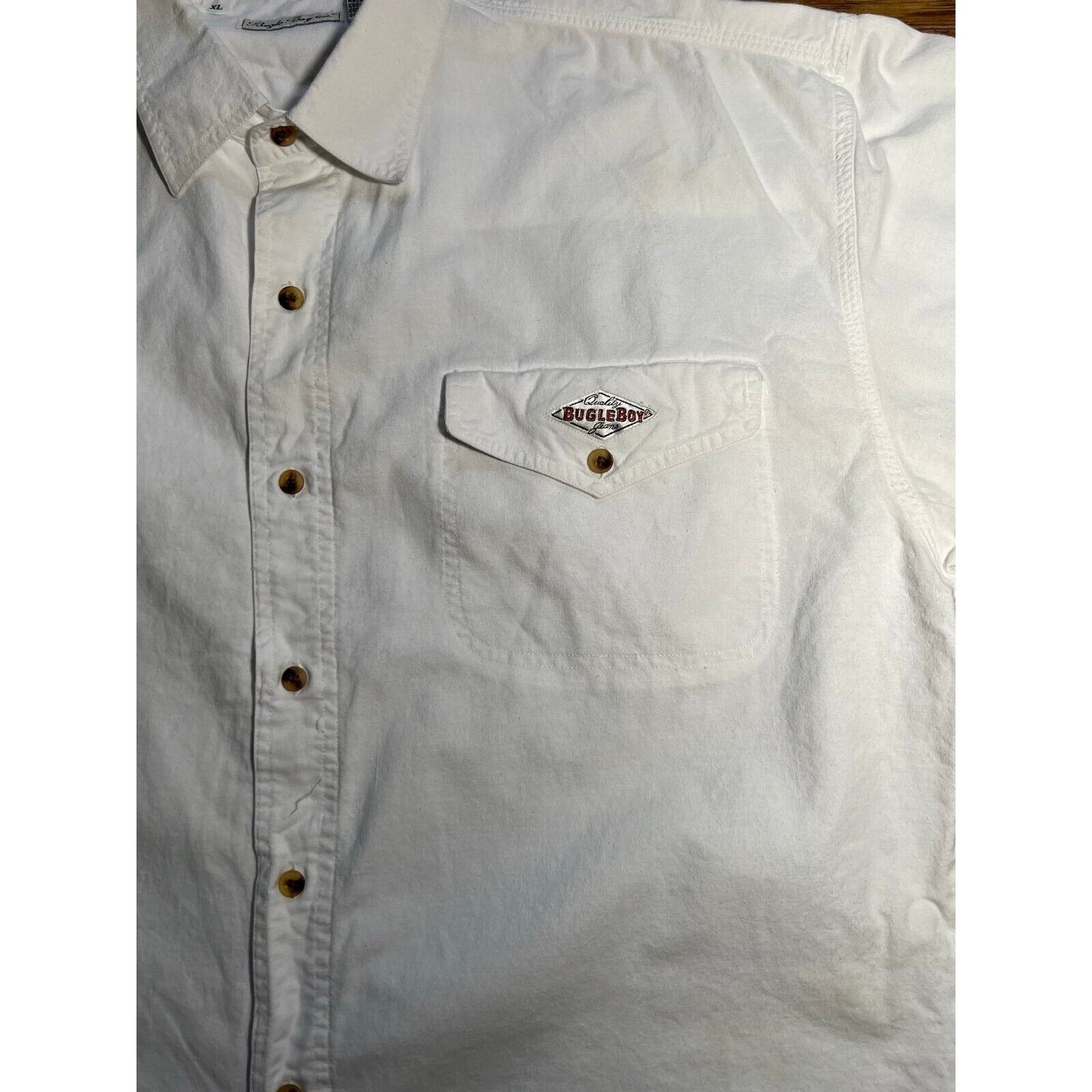 Bugle Boy Vtg Men Button Up Shirt XL White Logo E… - image 3