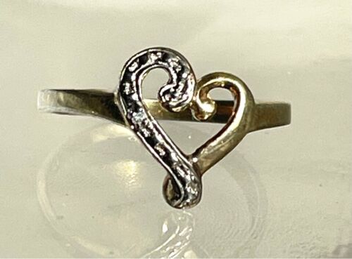 925 STERLING SILVER VERMEIL AND DIAMOND HEART RIN… - image 1