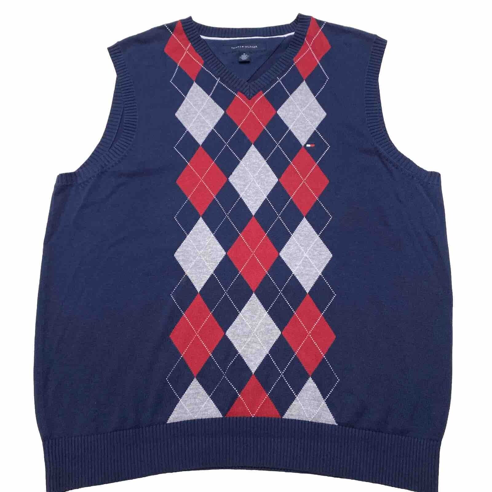 Tommy Hilfiger Men’s Sweater Vest Size M Red Blue… - image 5