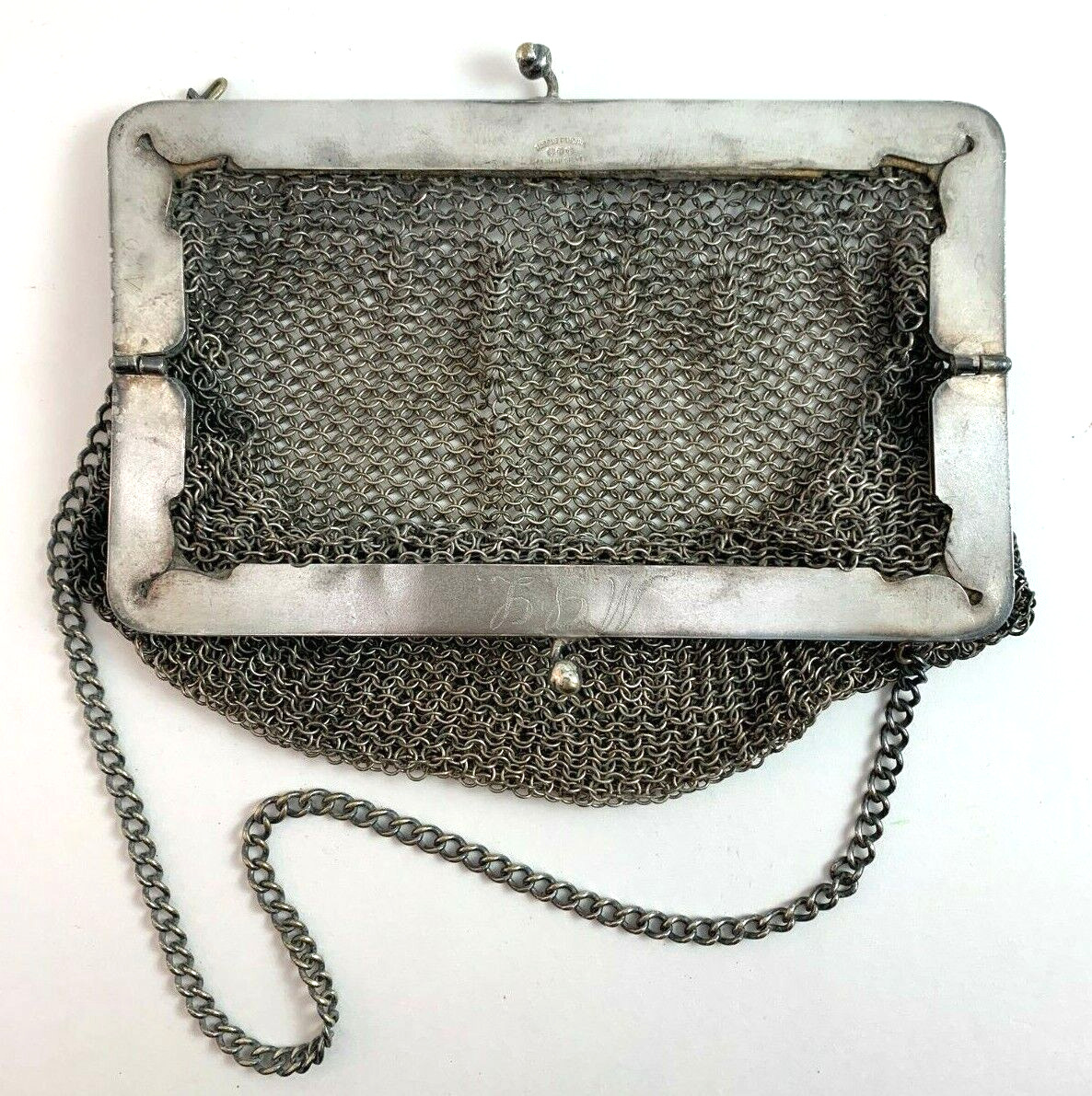 Antique German Silver Mesh Ring Purse Victorian S… - image 10