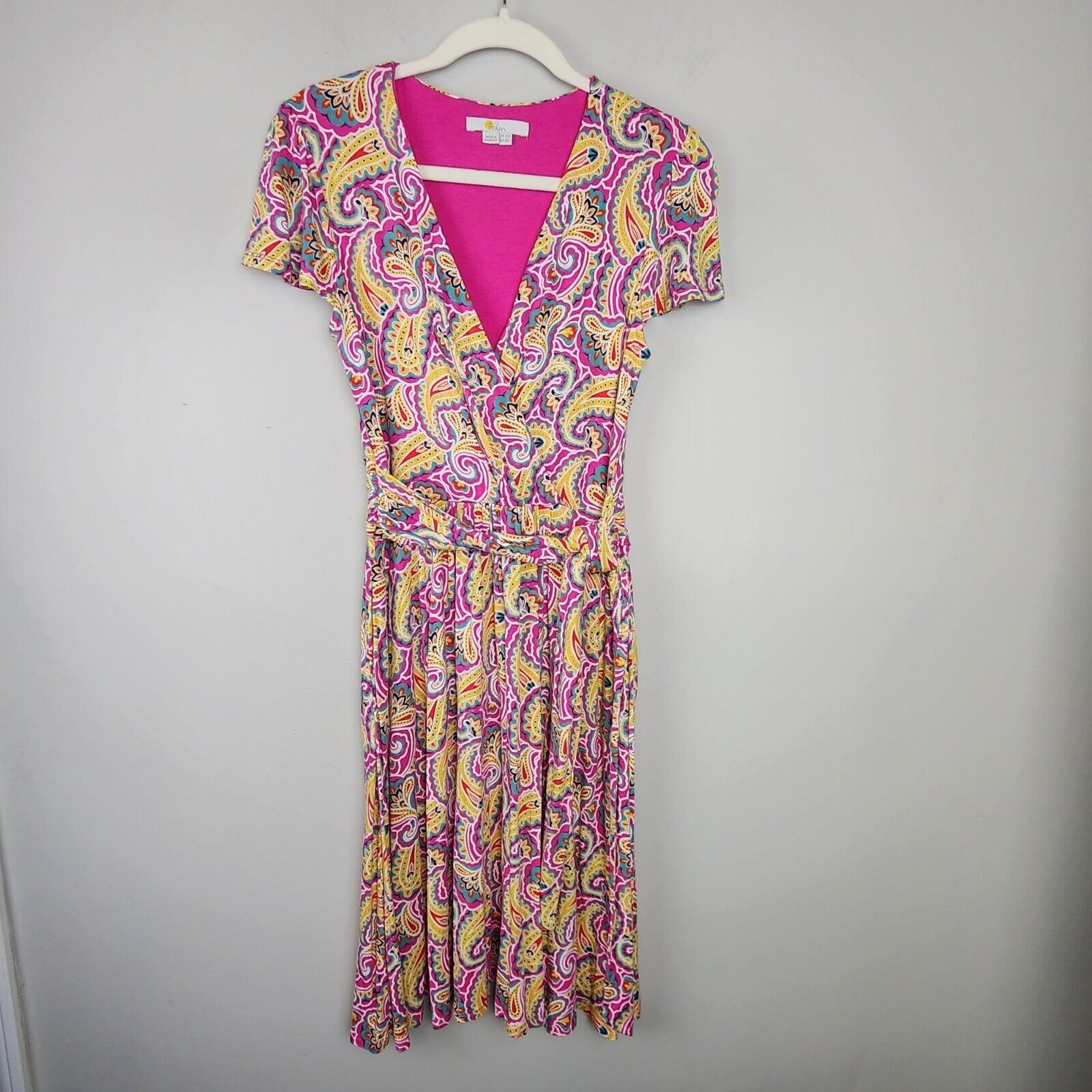 Boden sz 6 R Evangeline Jersey Faux Wrap Pink Pai… - image 2