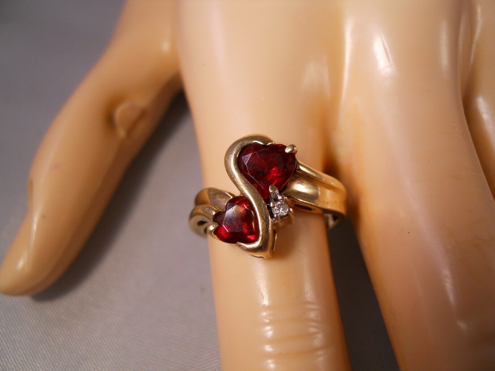 DESIGNER NY 10K YELLOW GOLD RED HEART CUT GARNETS… - image 7