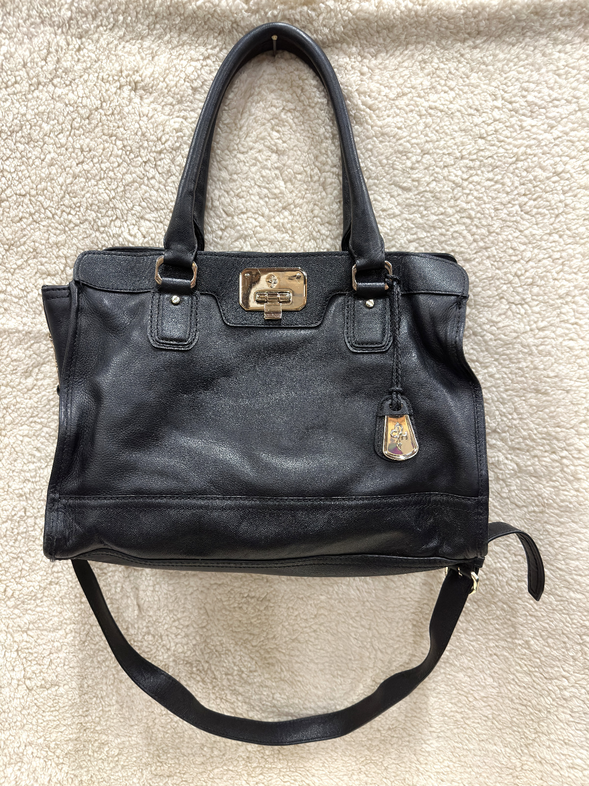 Vtg VALISE KENDRA E/W EAST WEST Cole Haan Black L… - image 12