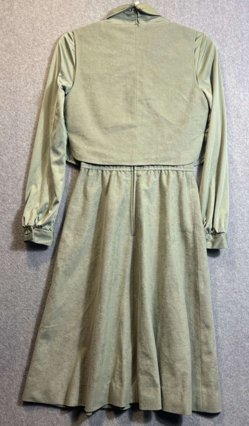 VTG Green FAUX Suede 2 Piece Dress Ladies Small - image 12