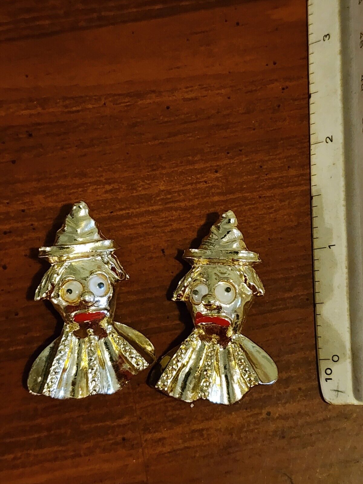 Lot of 2 vintage clown pin brooch googly eye - image 3