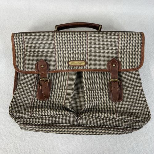 Vtg Polo Ralph Lauren Messenger Bag Houndstooth B… - image 1