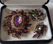 Gorgeous Vtg D&E Juliana Vitrail (Watermelon) Demi-Parure Jewelry Cover Piece!