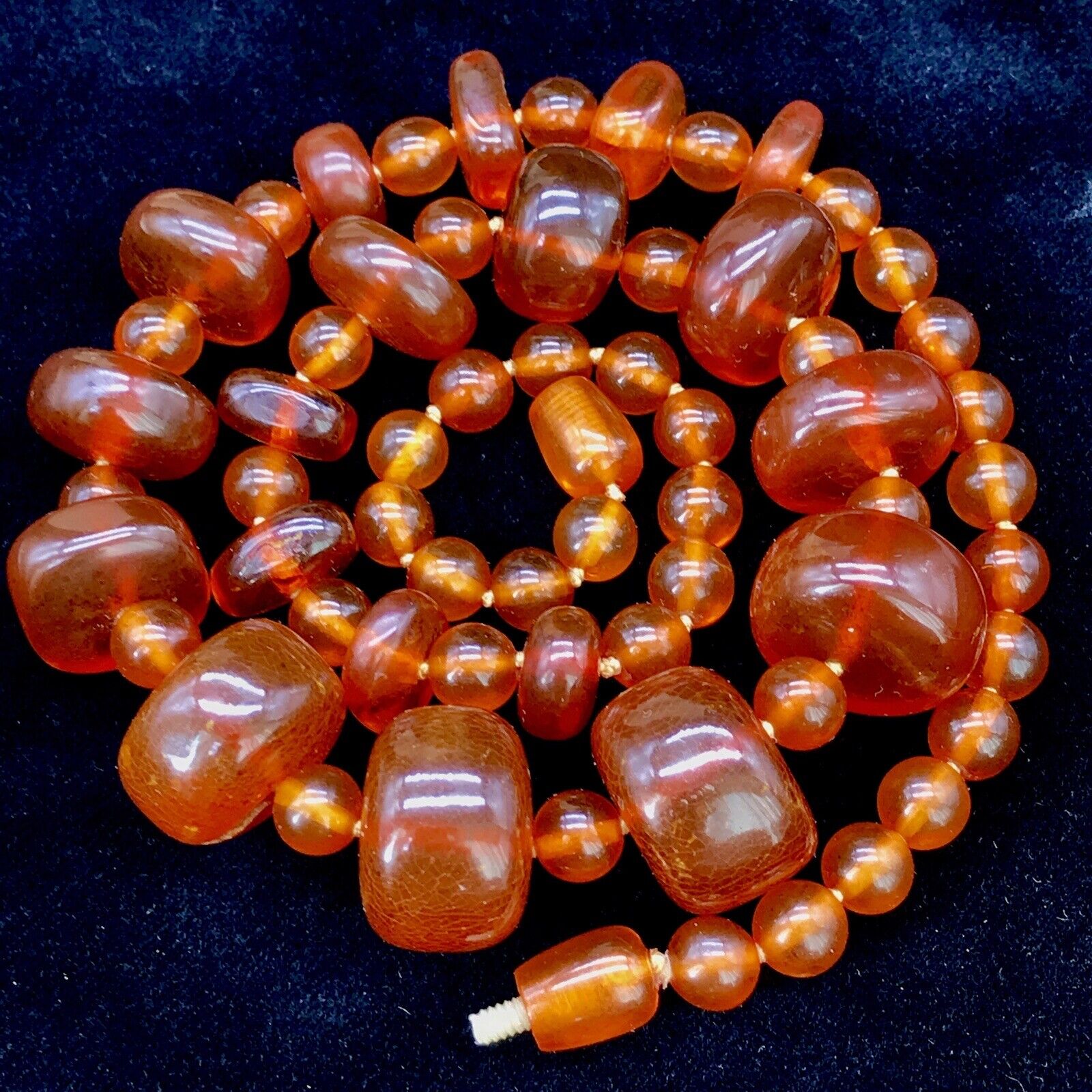 Vintage Baltic Dark Honey Amber Rondel Necklace G… - image 5