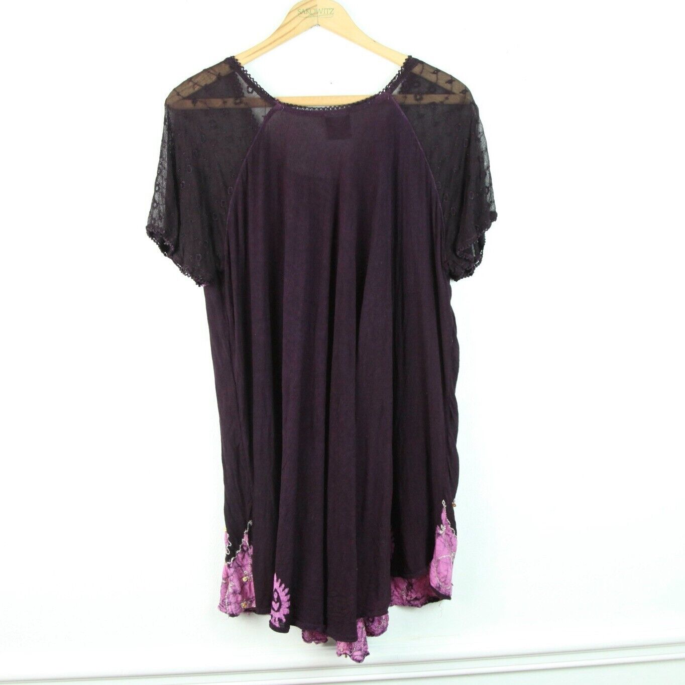 90s Y2K Tunic Dress Purple Rayon Fairy Beaded Fes… - image 10