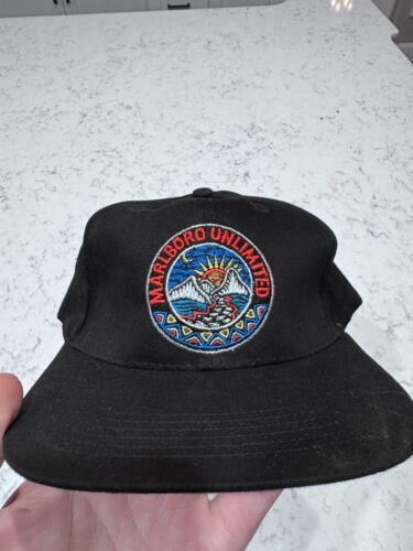 Vintage Marlboro Unlimited Promo Strapback Hat Bl… - image 1