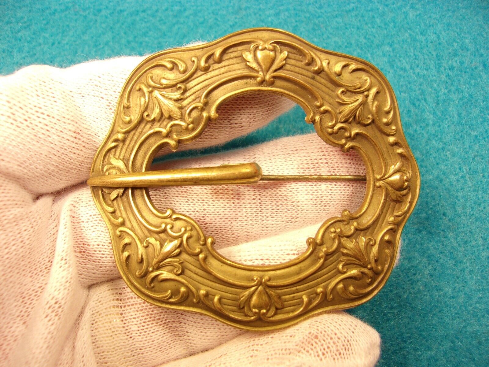 FANTASTIC VTG ANTIQUE ART NOUVEAU DECO GOLD TONED… - image 3