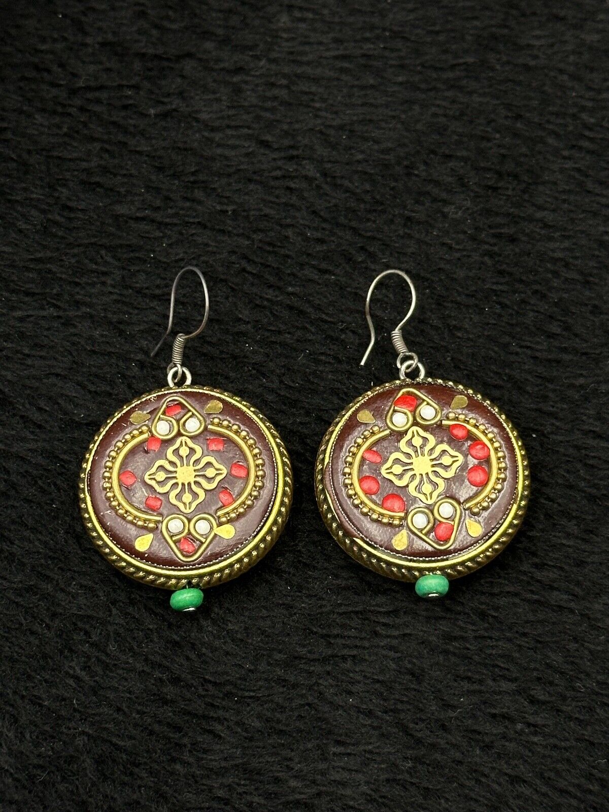 Vintage Tibetan Nepalese Unique Brass Earring Wit… - image 4