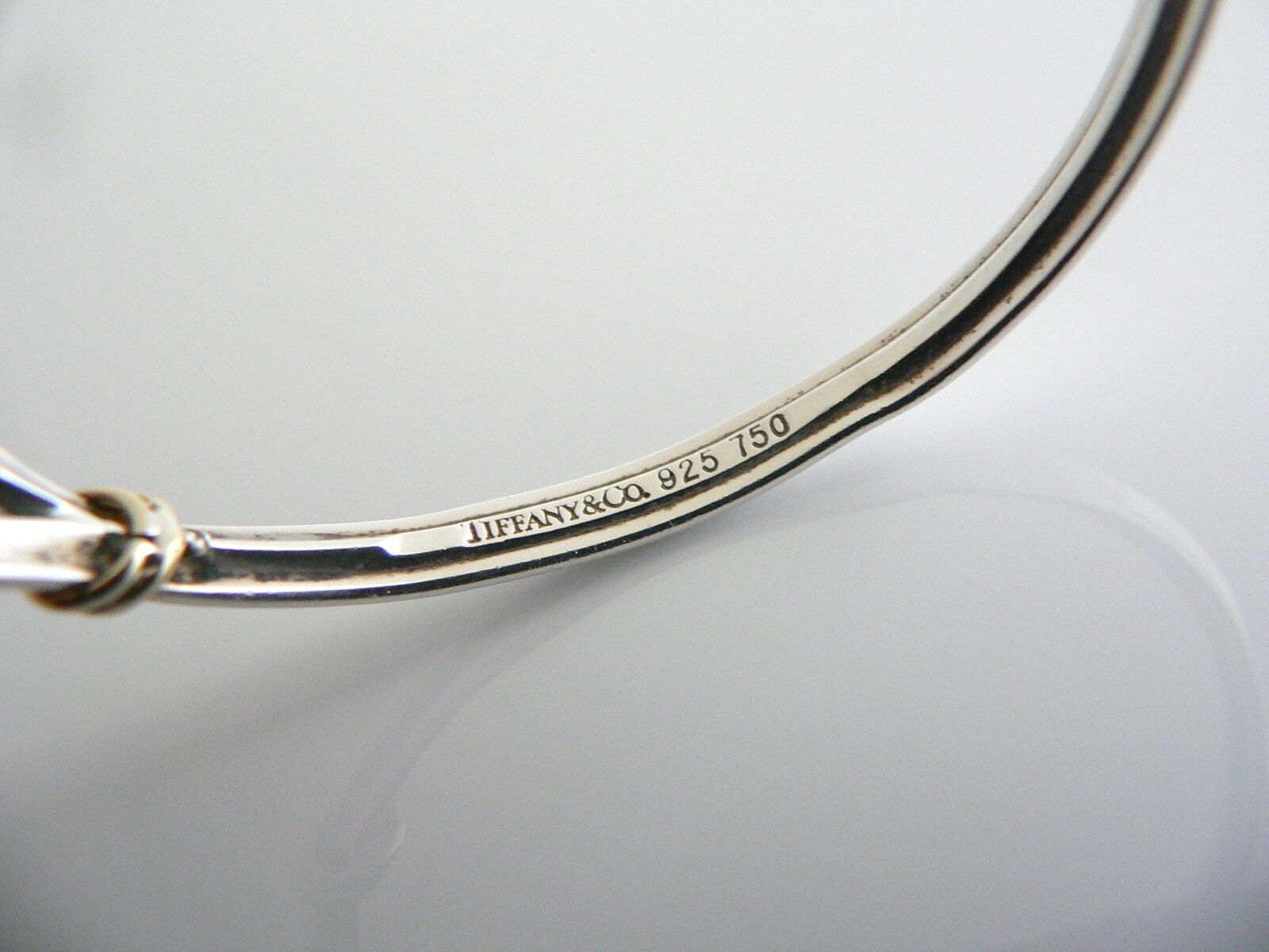 Tiffany & Co Hook & Eye Bangle Silver 18K Gold Lo… - image 4