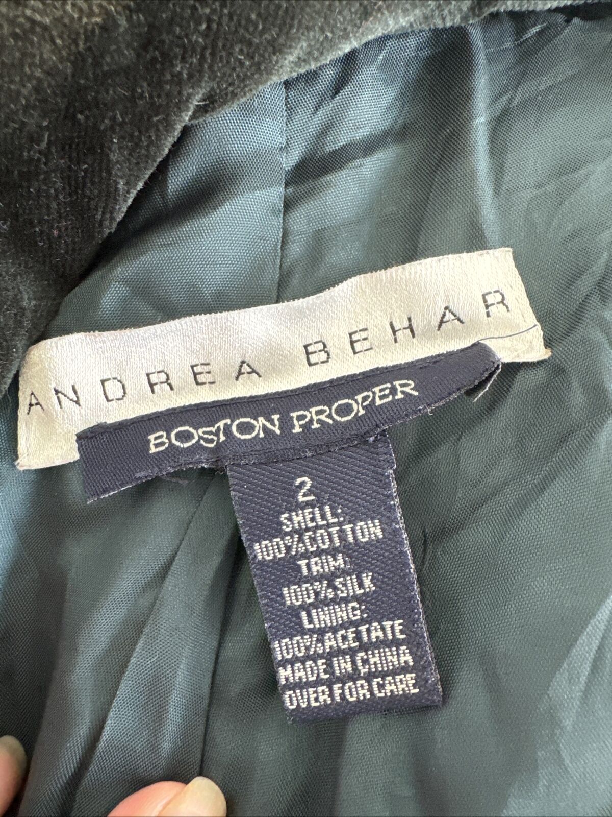 Vintage Andrea Behar Boston Proper Dark Green Vel… - image 13