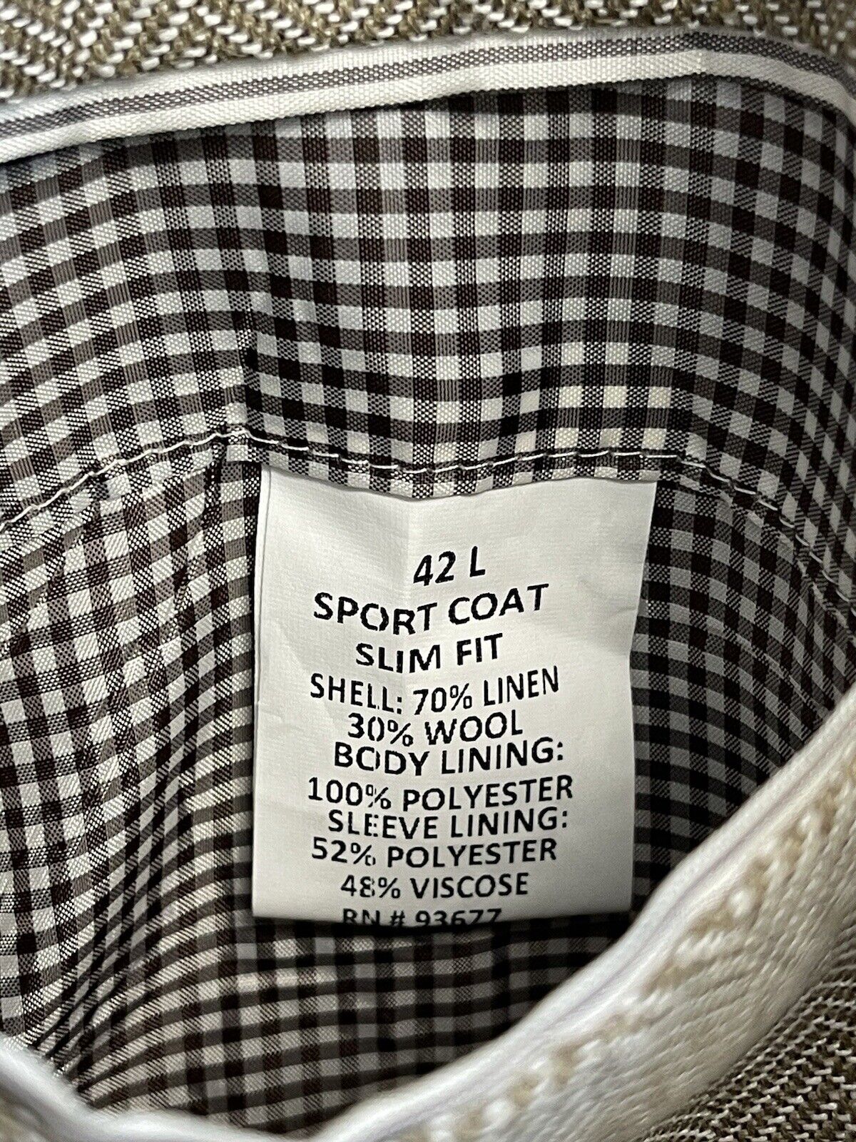 Stafford Sport Coat Mens 42L Linen & Wool Herring… - image 8