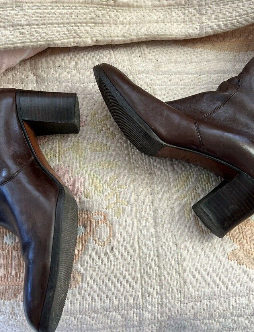 Vintage 60'S Gucci Knee-High Brown Leather Boots … - image 7