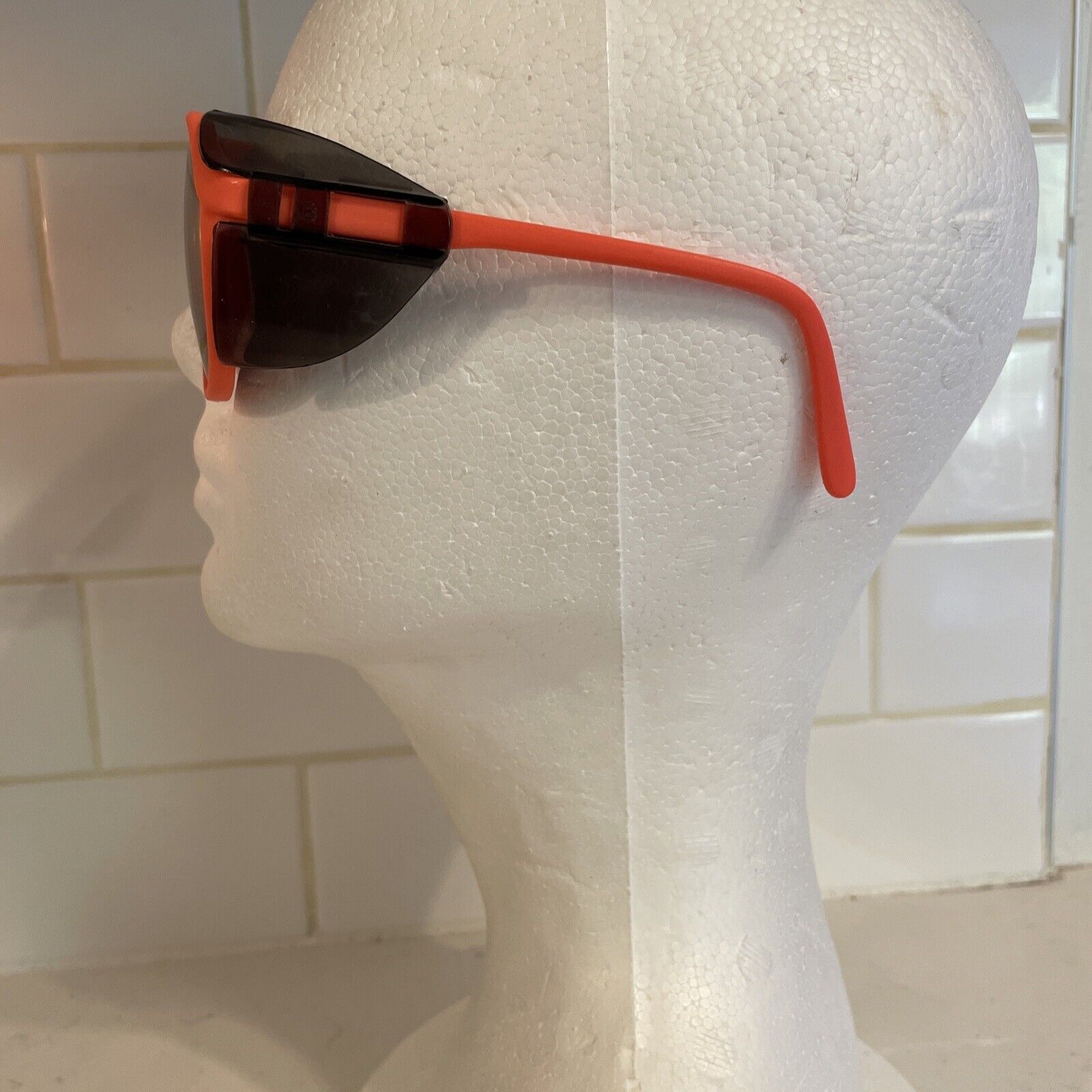 VTG Bouton Panalite Sunglasses Neon Orange Shield… - image 4