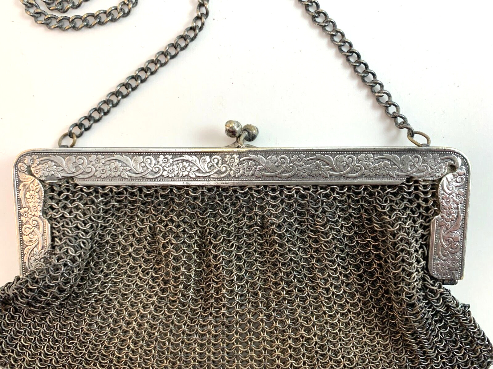 Antique German Silver Mesh Ring Purse Victorian S… - image 3