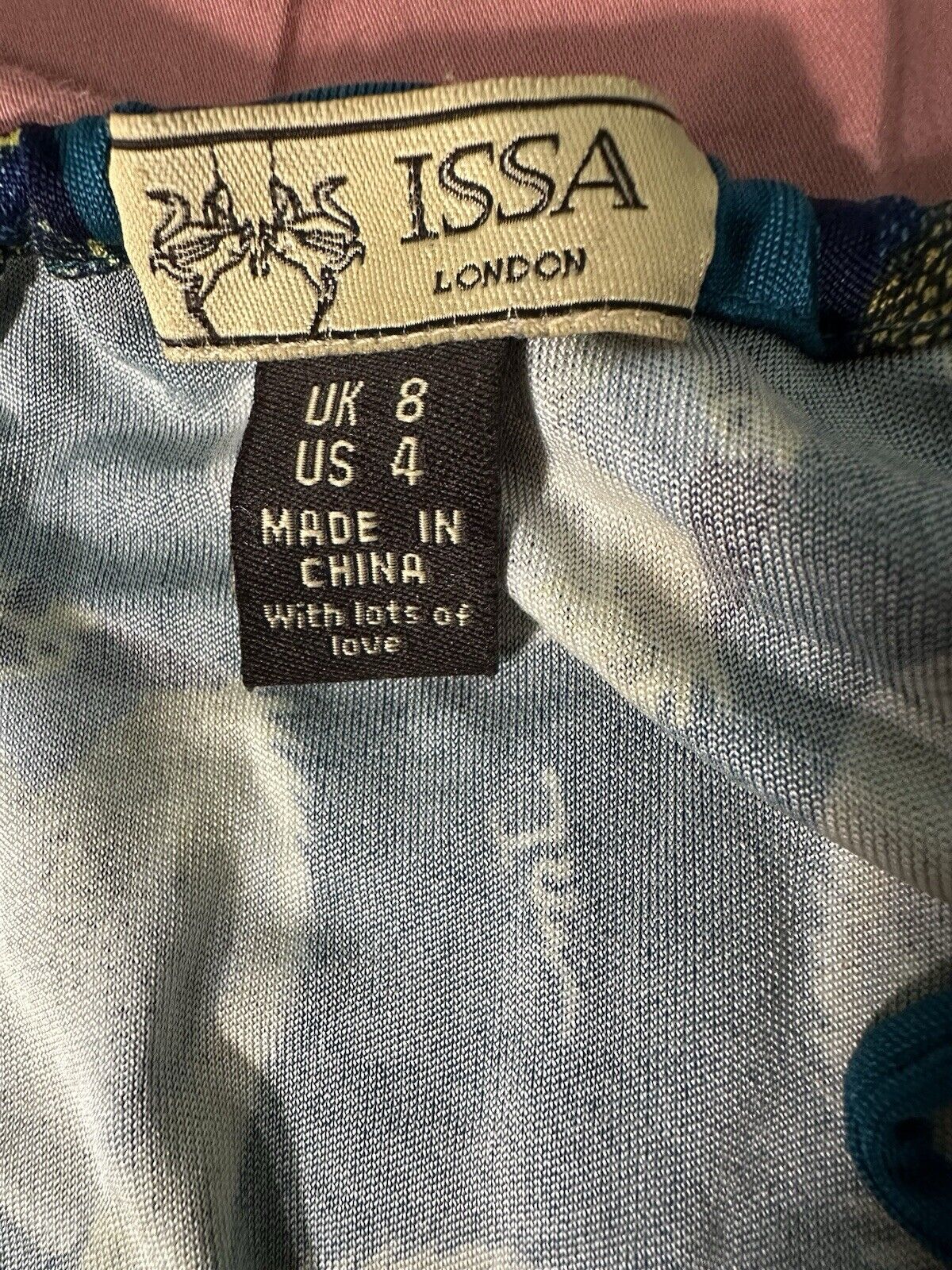 Issa London 100% Silk Dress Blue Yellow Fish Patt… - image 3