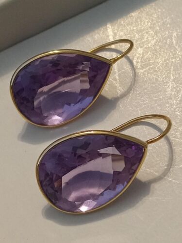 Estate Vintage 14kt Yellow Gold Pear Cut Amethyst 