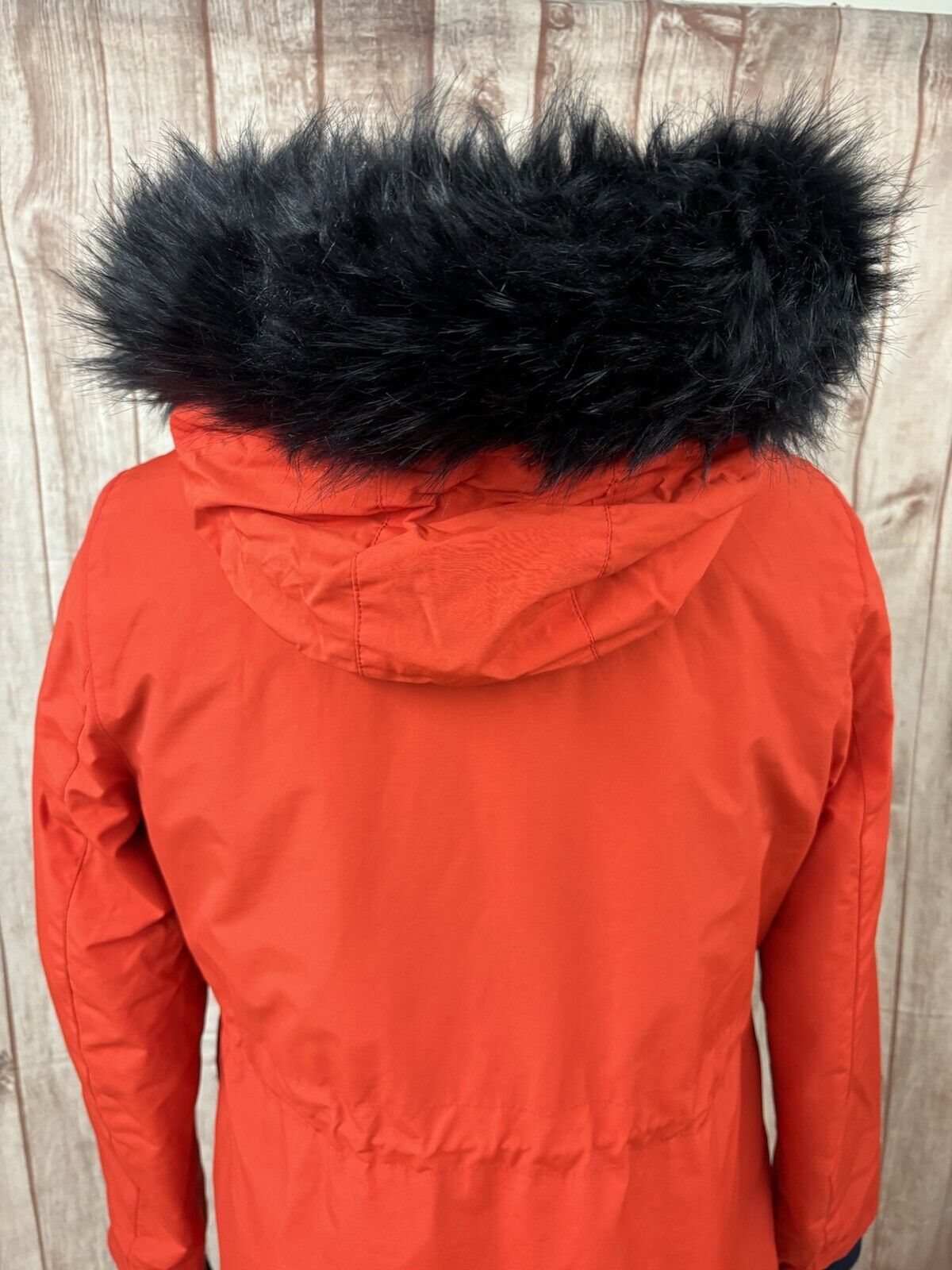 BODEN MASDEN RED COAT PARKA SIZE 14 BLACK FAUX FU… - image 12