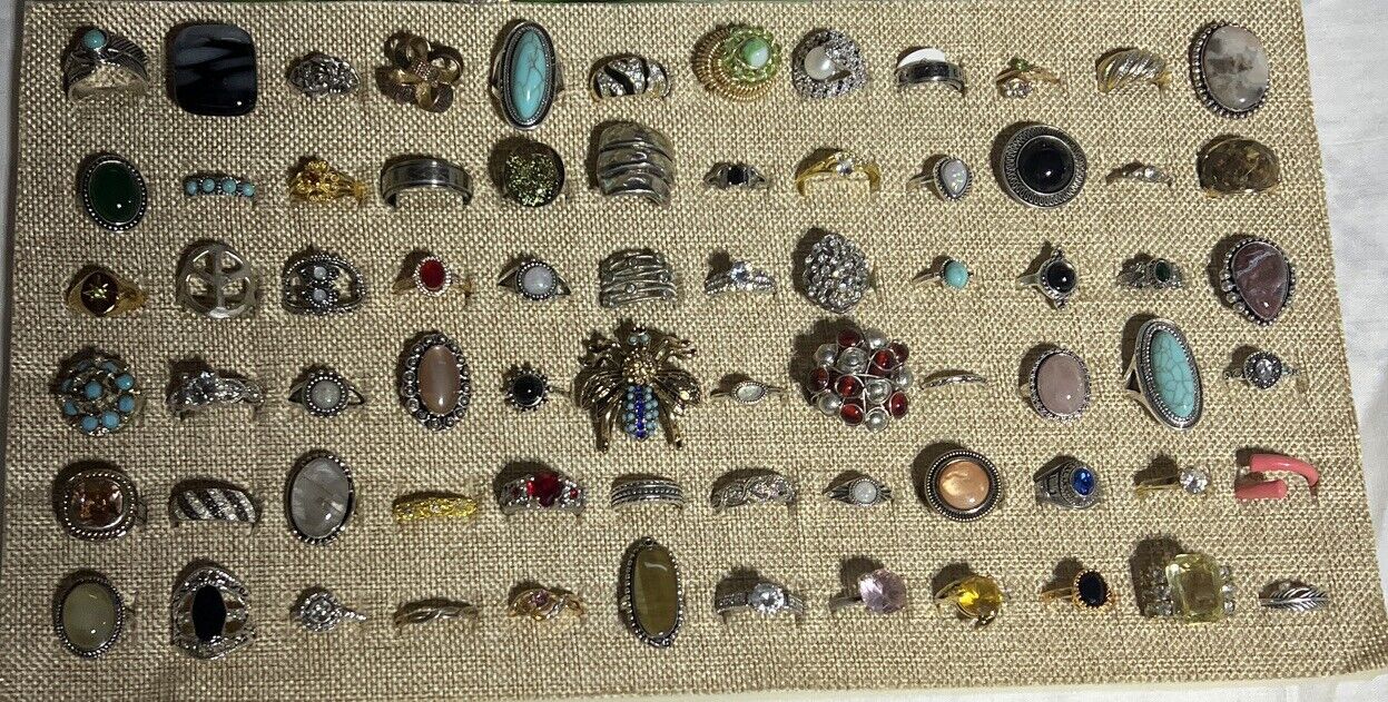 Costume Ring Lot 70 + Piece Vintage To Now Variou… - image 1