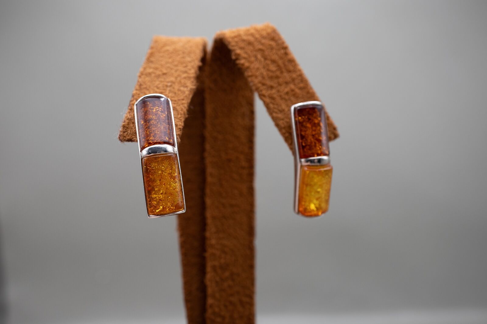 Vintage Sterling Silver Baltic Amber Earrings - image 2