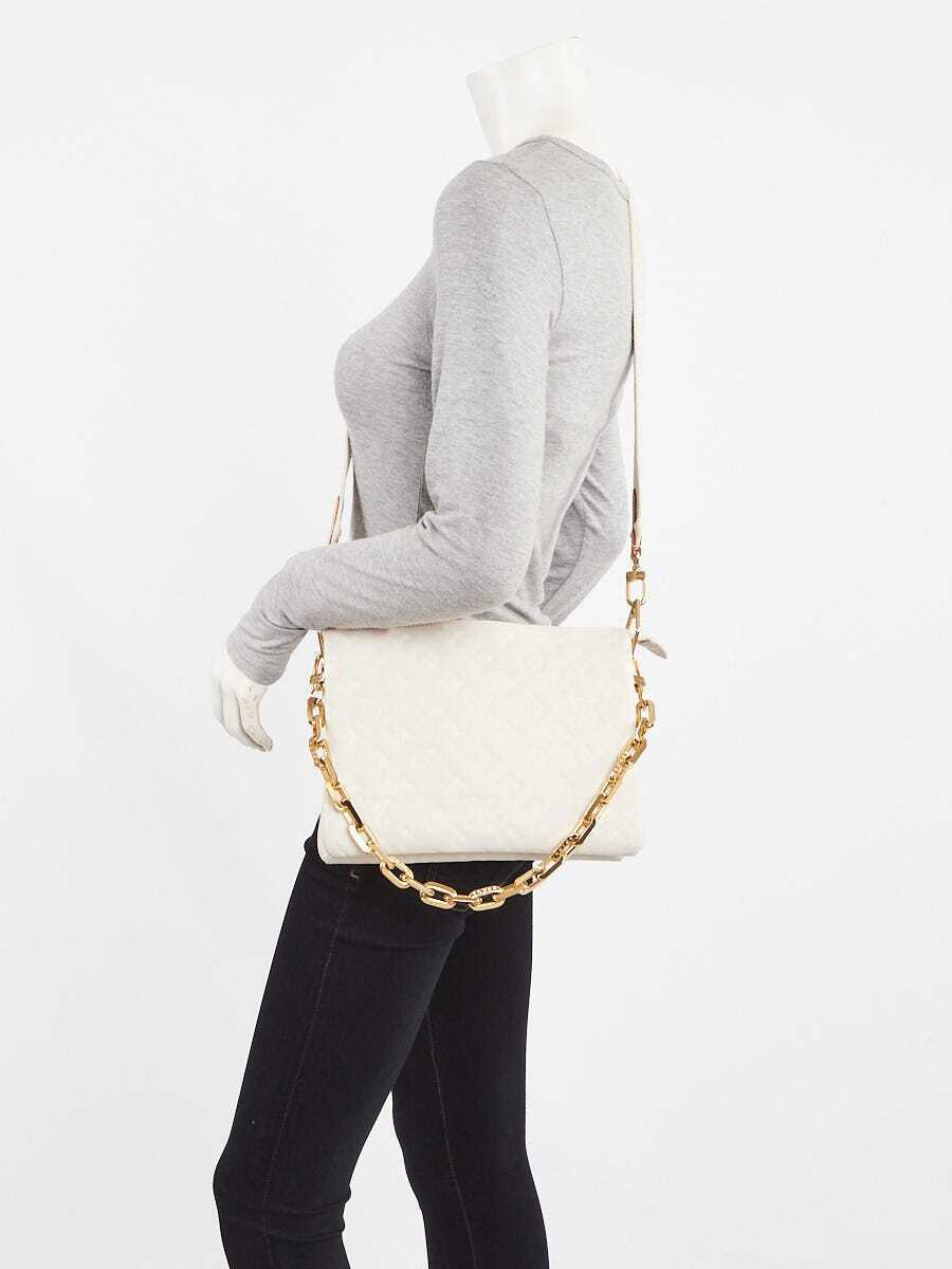 Louis Vuitton White Monogram Embossed Lambskin Le… - image 2